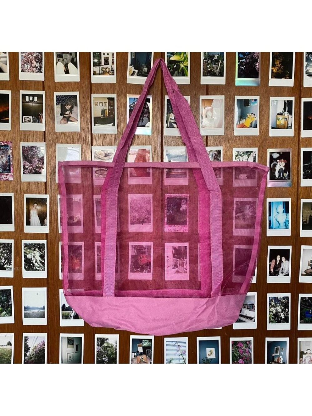 Pink Mesh Tote Bag